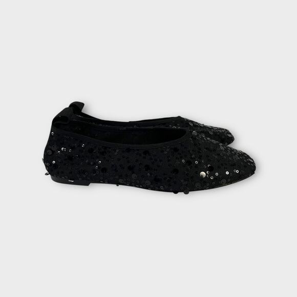 J.Crew Quinn Sequin Embellished Mesh Ballet Flats Black Size 7.5 - Picture 4 of 7